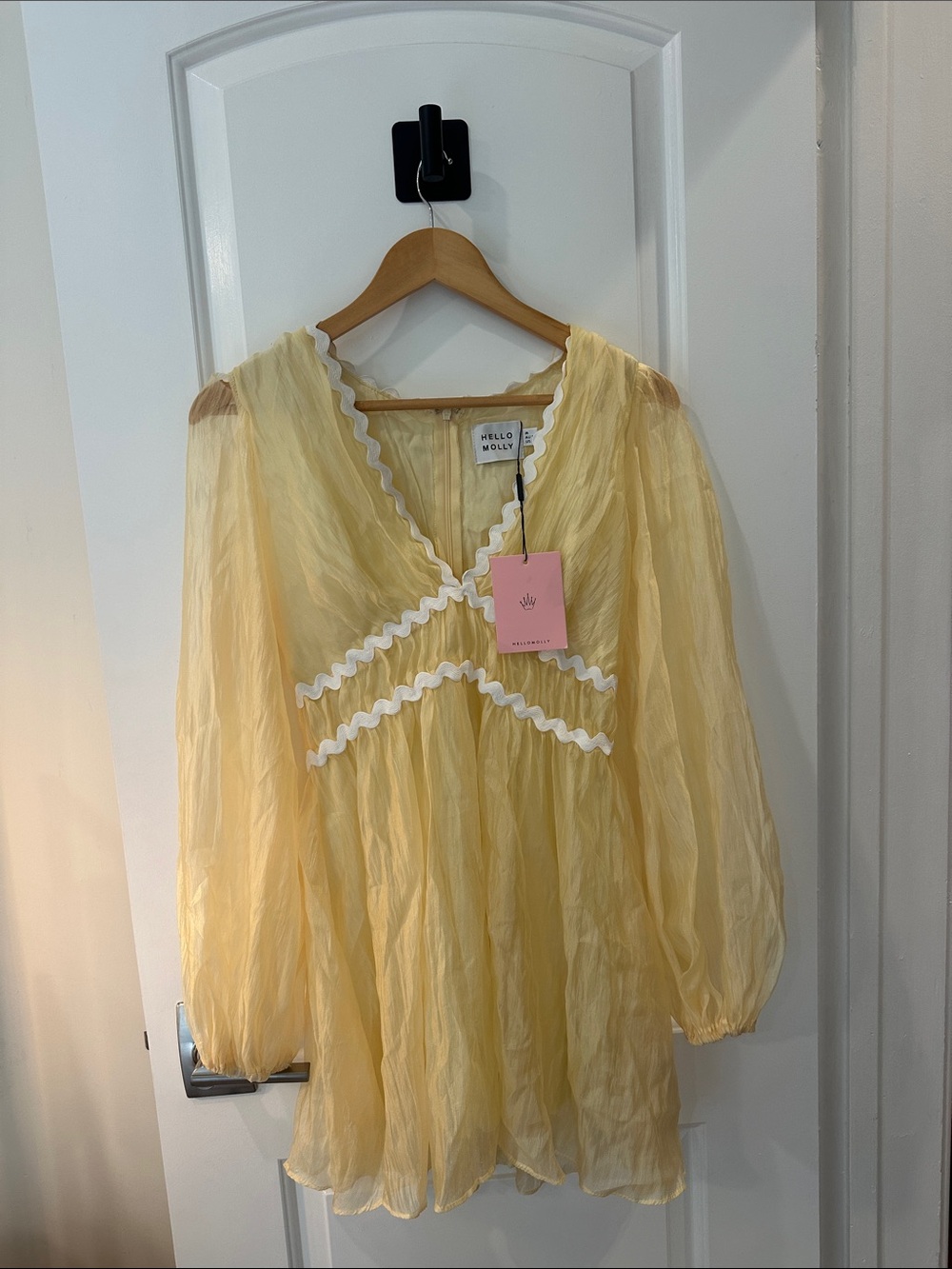 Hello Molly Yellow Dress with White Ruffle Trim